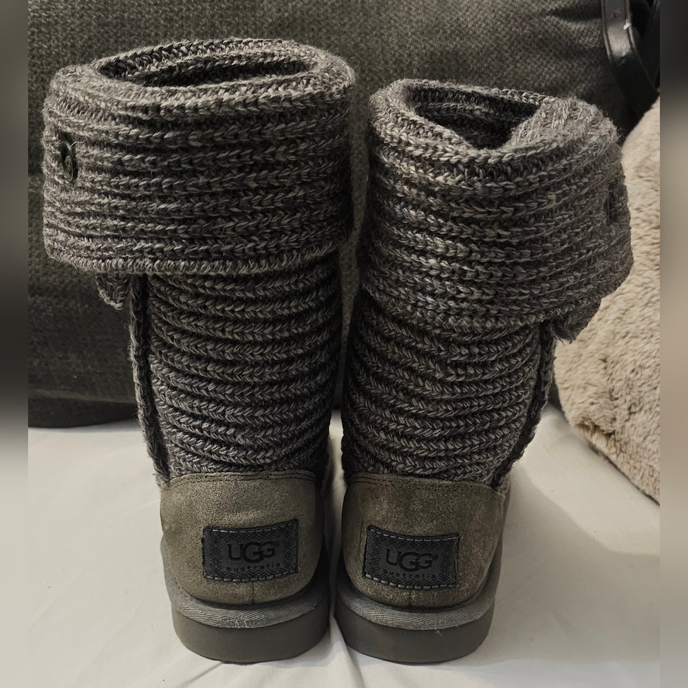 Sold UGG Australia Classic Cardy Knit Boots - Gray Tall Button Style